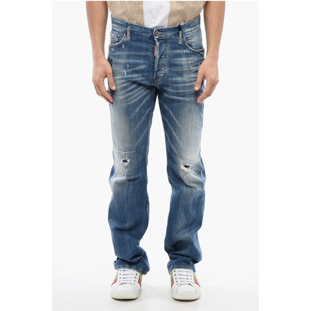 Dsquared² Embroidered ROADIE Slim Fit Jeans With Distressed Effect
