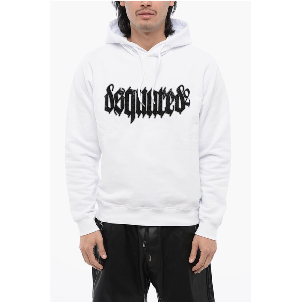 Dsquared² Cool-fit Hoodie Sweatshirt with Rhinestones