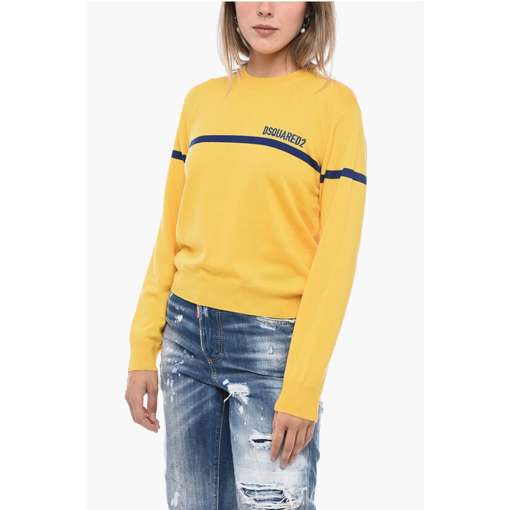 Dsquared² Crew Neck Virgin Wool Sweater with Embroidered Logo