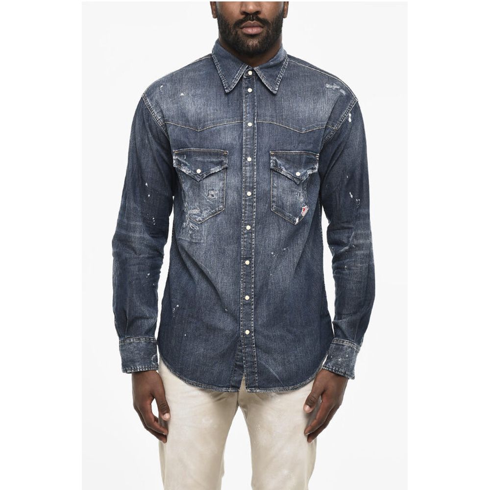 Dsquared² Bleached Effect LEAF WEST Denim Shirt