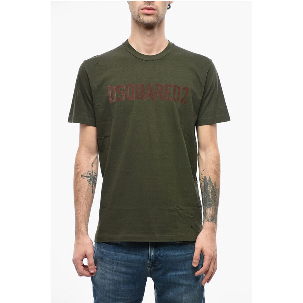 Dsquared² Logoed Cool-fitting T-shirt with Distressed Detailing