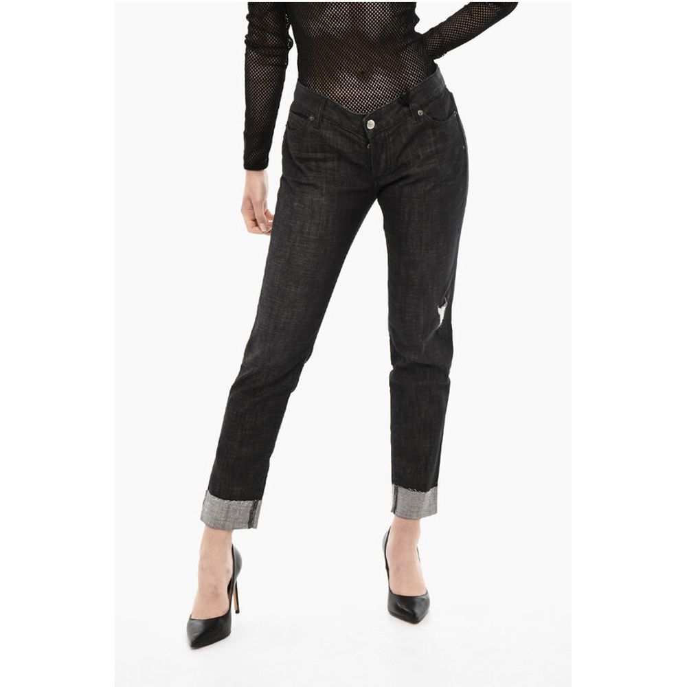 Dsquared² Dark Wash JENNIFER Cropped Jeans with Golden Logo