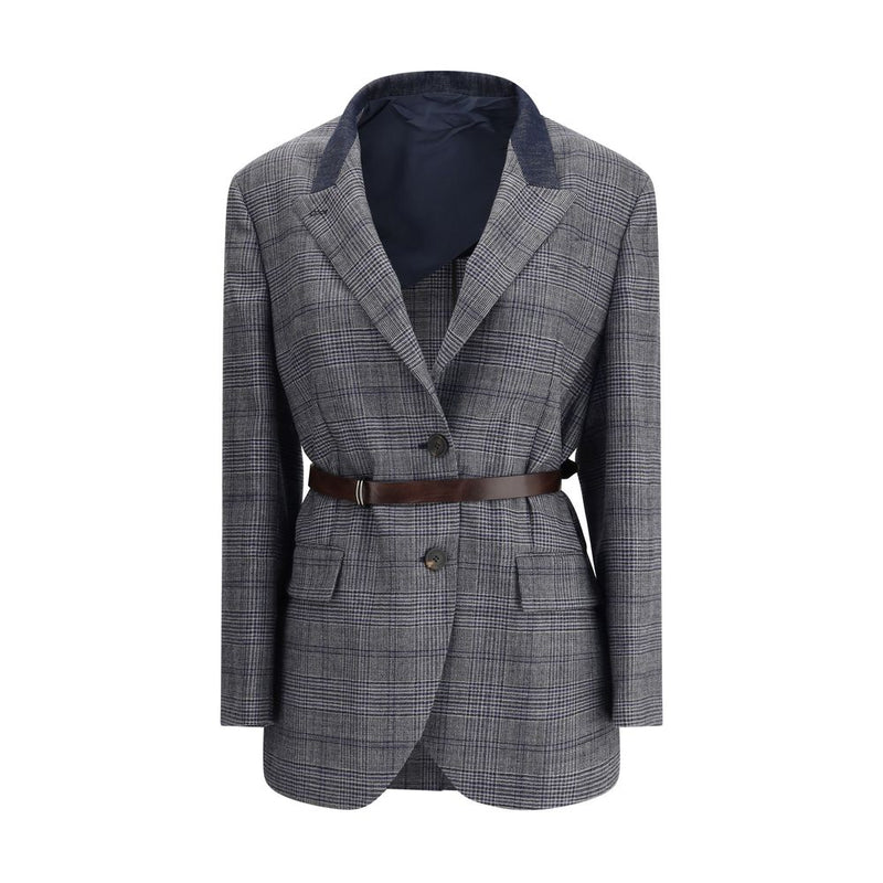Brunello Cucinelli Gray Fleece Wool Blazer