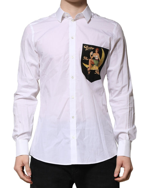 Dolce & Gabbana White MARTINI Long Sleeves Men Formal Shirt - ClickThatClicks 