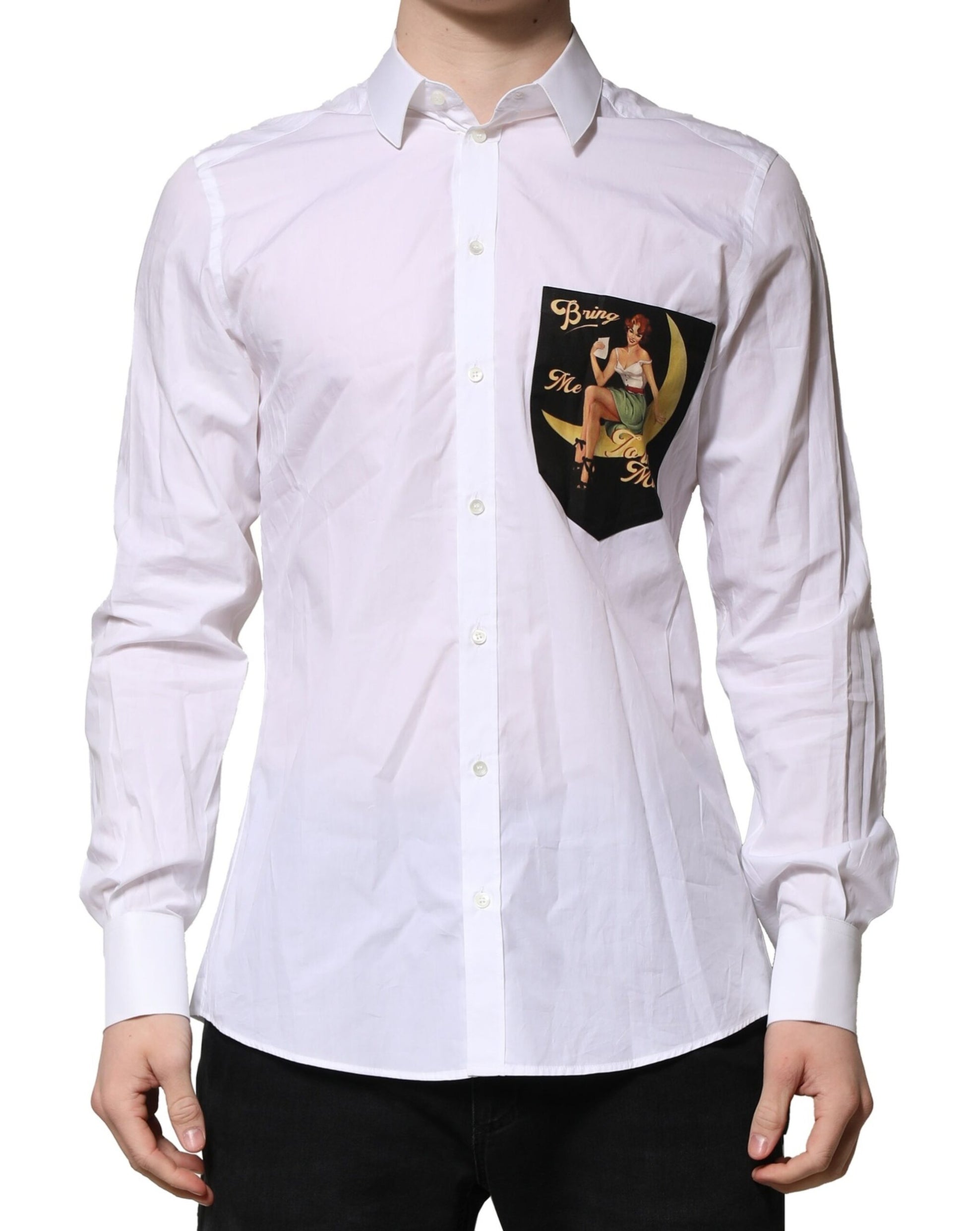 Dolce & Gabbana White MARTINI Long Sleeves Men Formal Shirt - ClickThatClicks 