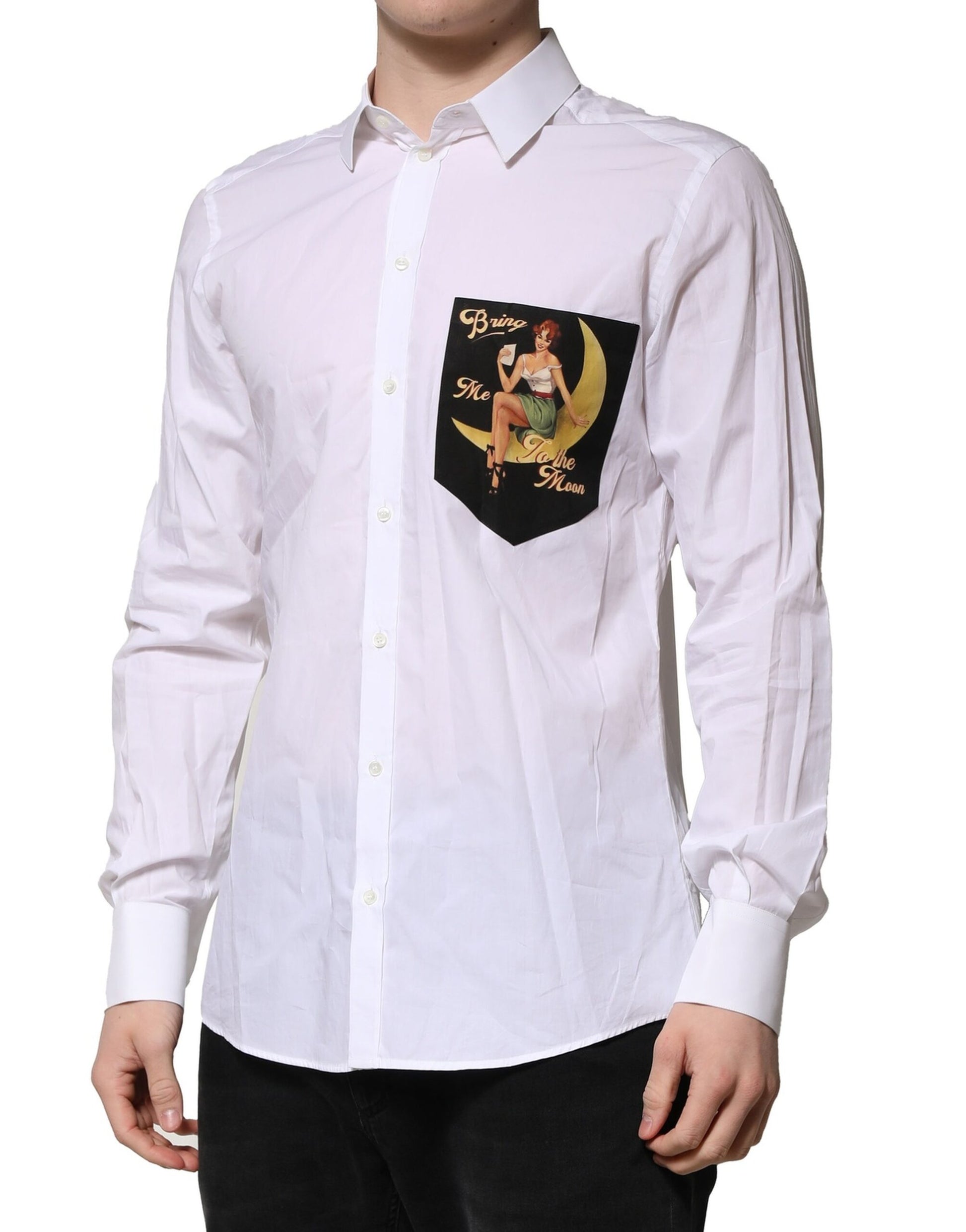 Dolce & Gabbana White MARTINI Long Sleeves Men Formal Shirt - ClickThatClicks 