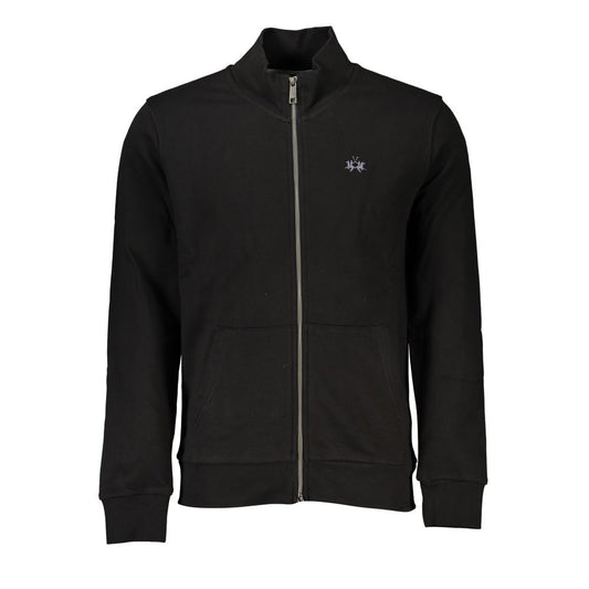 La Martina Black Cotton Men Sweatshirt - ClickThatClicks 