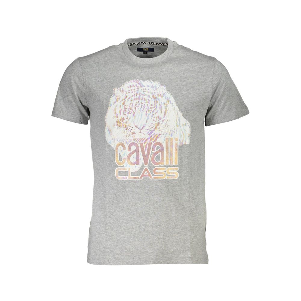 Cavalli Class Grigio Cotton Men T-Shirt - ClickThatClicks 