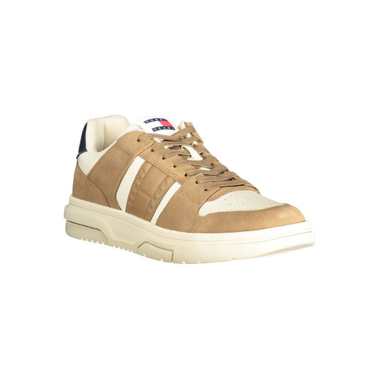 Tommy Hilfiger Beige Leather Men Sneaker - ClickThatClicks 