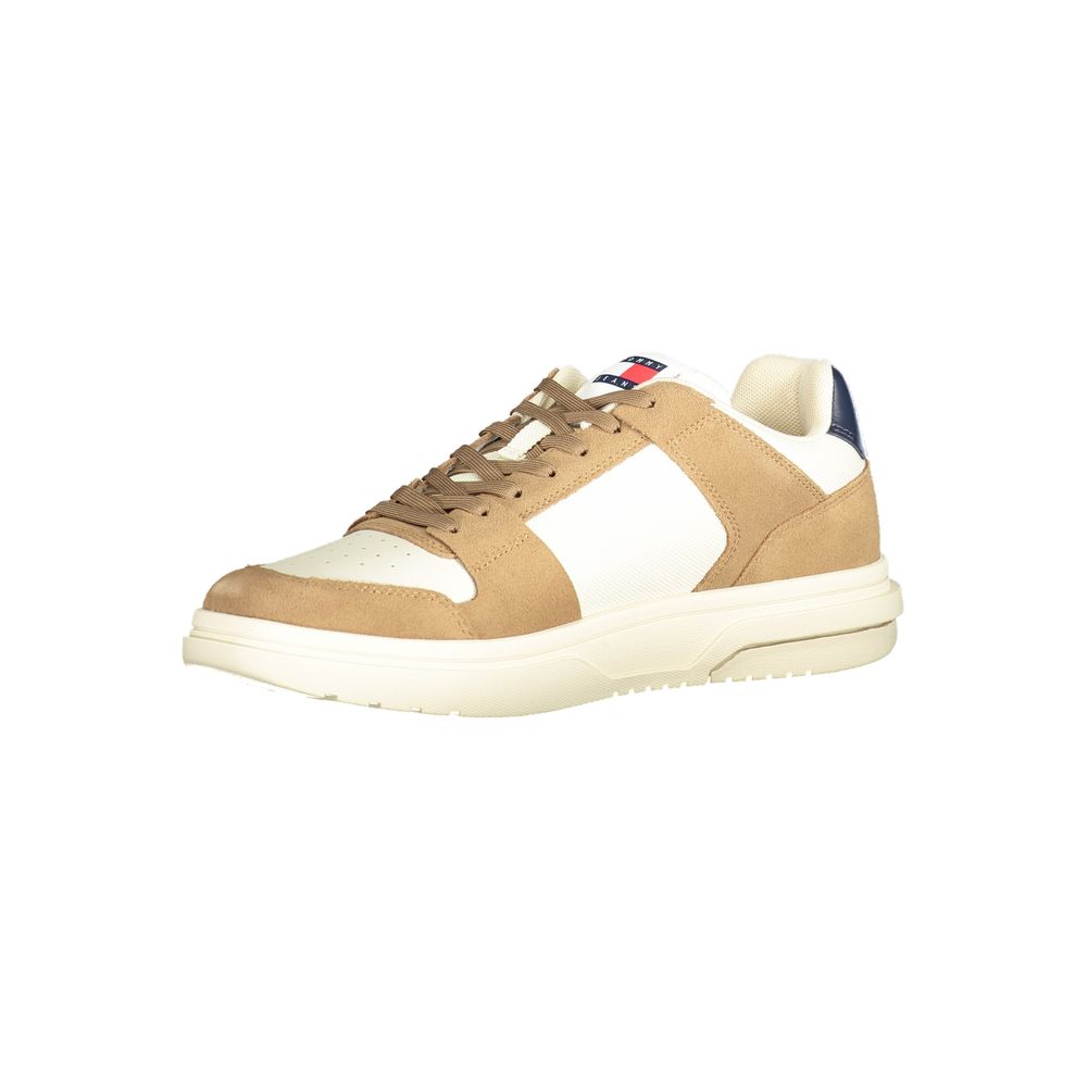 Tommy Hilfiger Beige Leather Men Sneaker - ClickThatClicks 