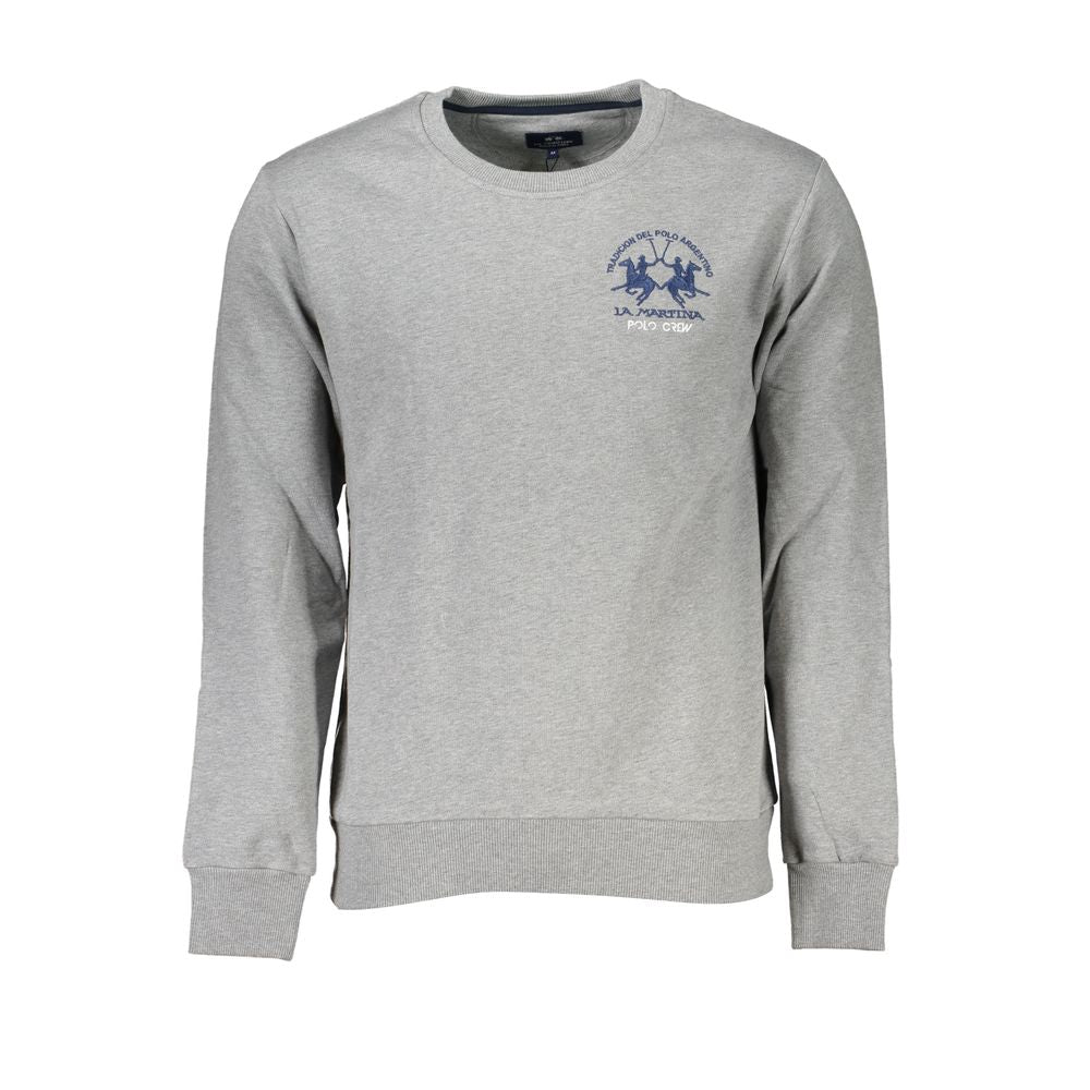 La Martina Grigio Cotton Men Sweatshirt - ClickThatClicks 