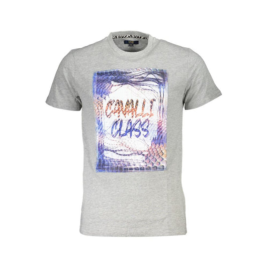 Cavalli Class Grigio Cotton Men T-Shirt - ClickThatClicks 