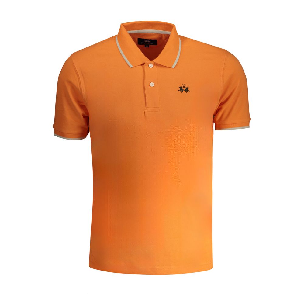 La Martina Arancione Cotton Men Polo Shirt - ClickThatClicks 