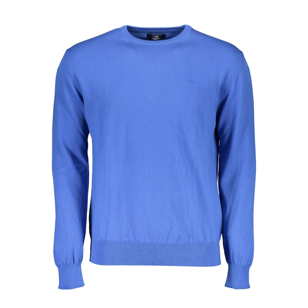 La Martina Blue Cotton Men's Knitwear Shirt - ClickThatClicks 