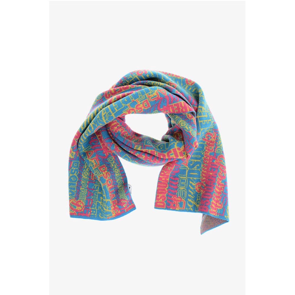 Dsquared² Jacquard Wool Scarf with All-Over Logo