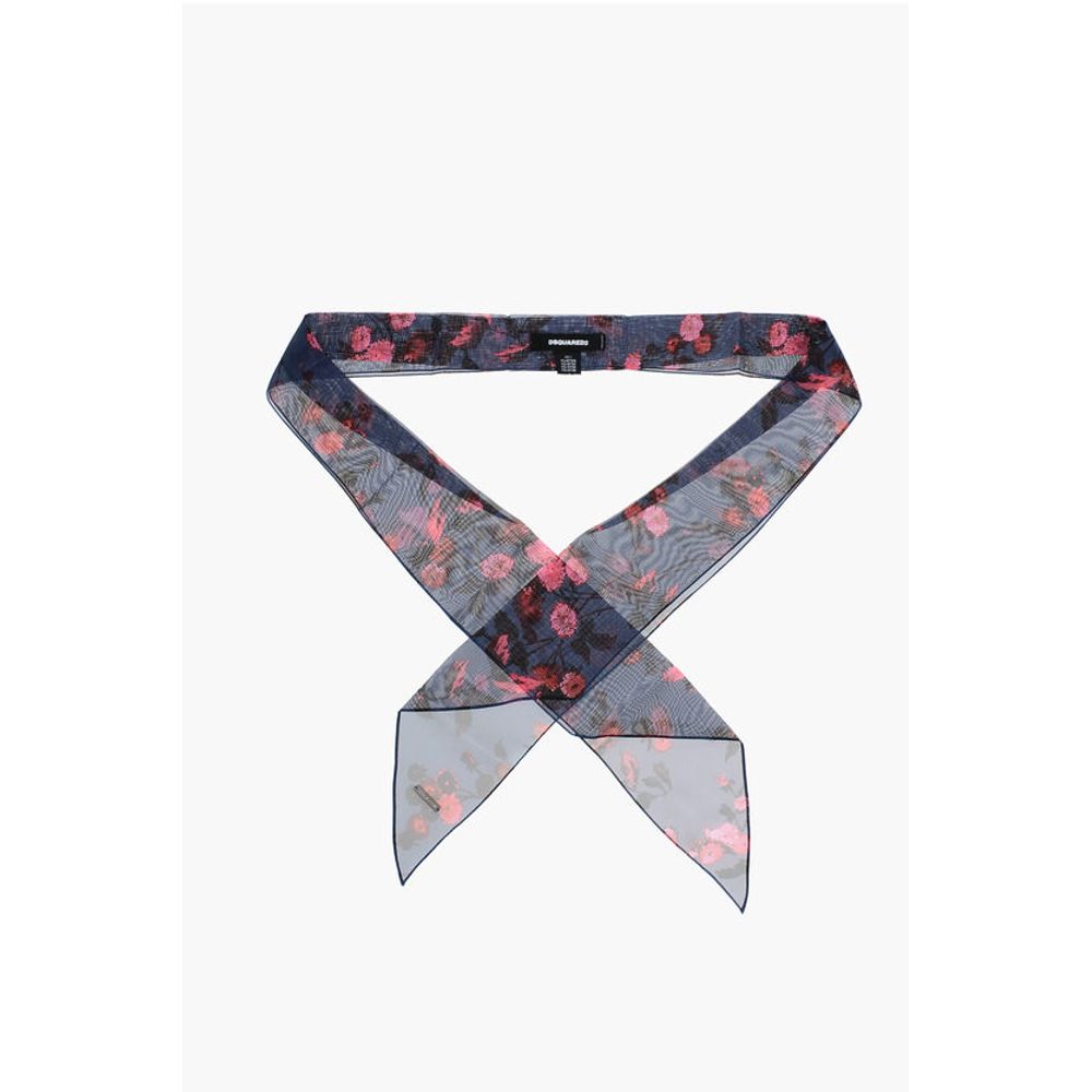 Dsquared² Floral Patterned Chiffon Slim Foulard