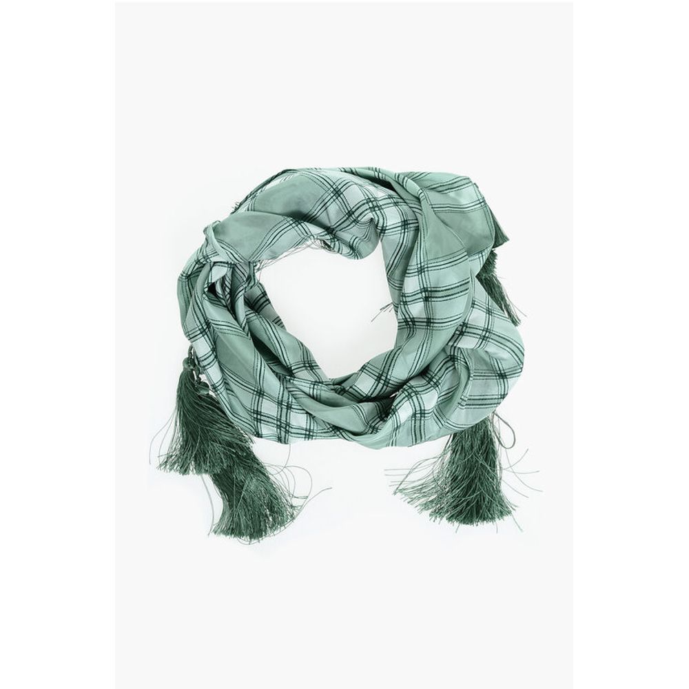 Dsquared² Checked Silk Foulard with Tassels