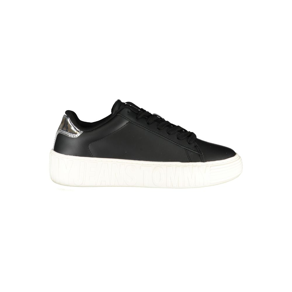 Tommy Hilfiger Black Leather Women Sneaker - ClickThatClicks 