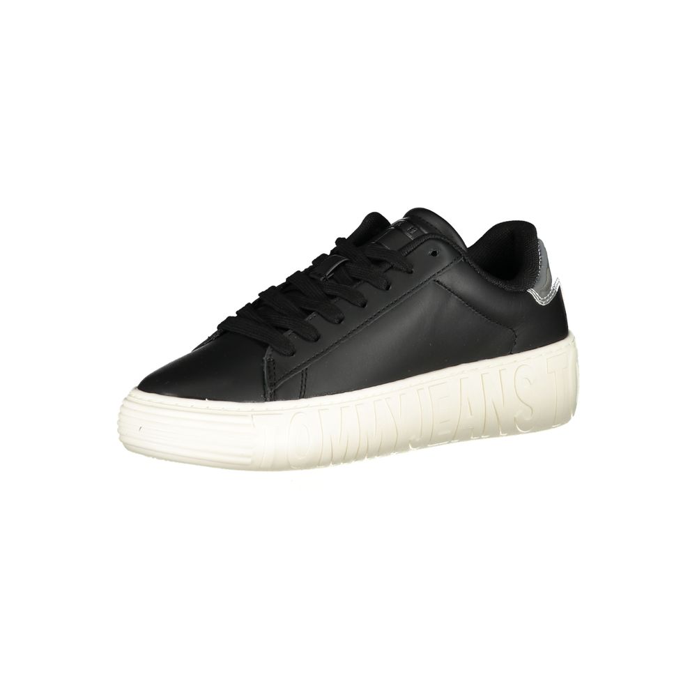Tommy Hilfiger Black Leather Women Sneaker - ClickThatClicks 