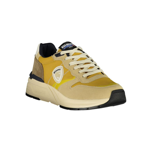 Blauer Beige Polyurethane Men Sneaker - ClickThatClicks 