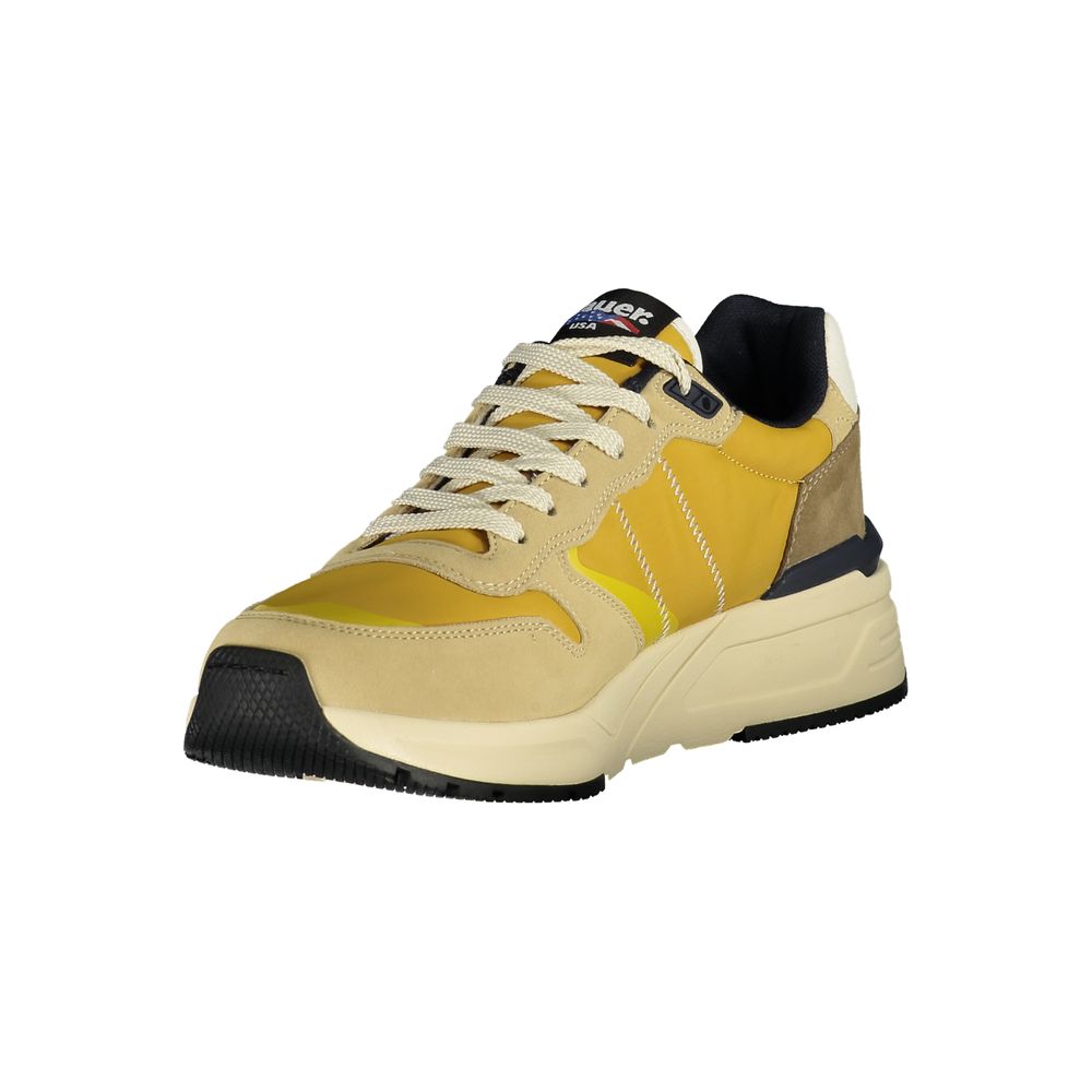 Blauer Beige Polyurethane Men Sneaker - ClickThatClicks 