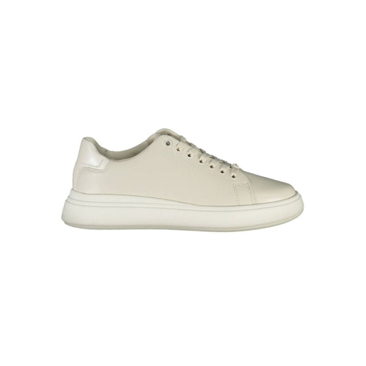 Calvin Klein Beige Leather Women Sneaker - ClickThatClicks 