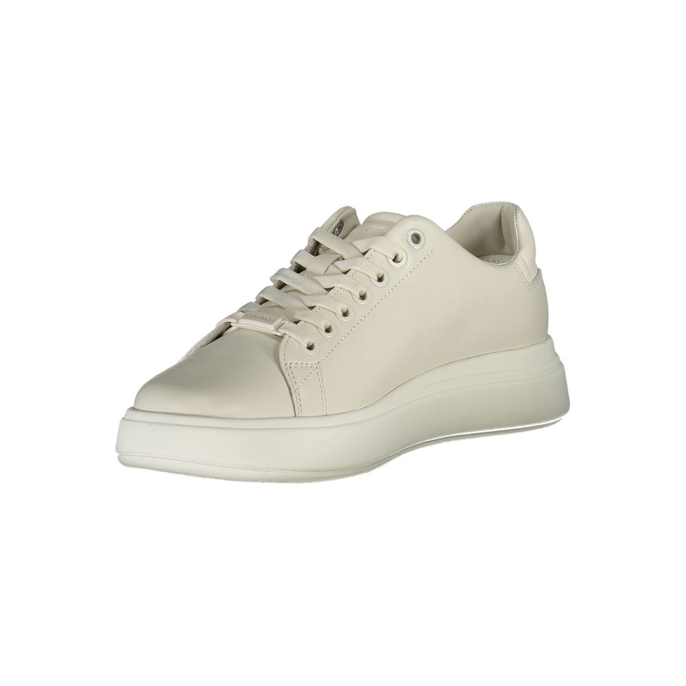 Calvin Klein Beige Leather Women Sneaker - ClickThatClicks 