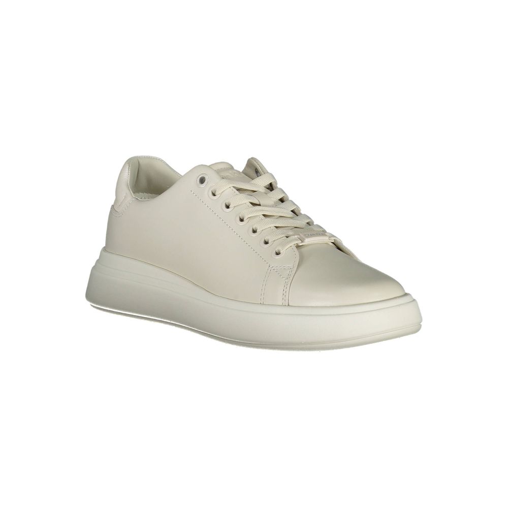 Calvin Klein Beige Leather Women Sneaker - ClickThatClicks 