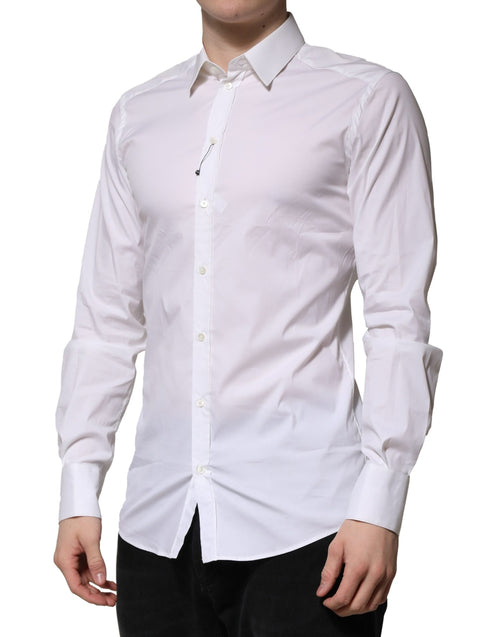 Dolce & Gabbana White Cotton GOLD Long Sleeves Formal Shirt - ClickThatClicks 