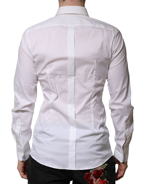 Dolce & Gabbana White Cotton GOLD Long Sleeves Formal Shirt - ClickThatClicks 