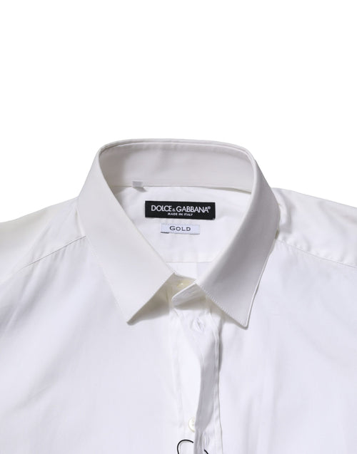 Dolce & Gabbana White Cotton GOLD Long Sleeves Formal Shirt - ClickThatClicks 