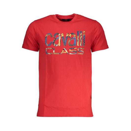 Cavalli Class Red Cotton Men T-Shirt - ClickThatClicks 