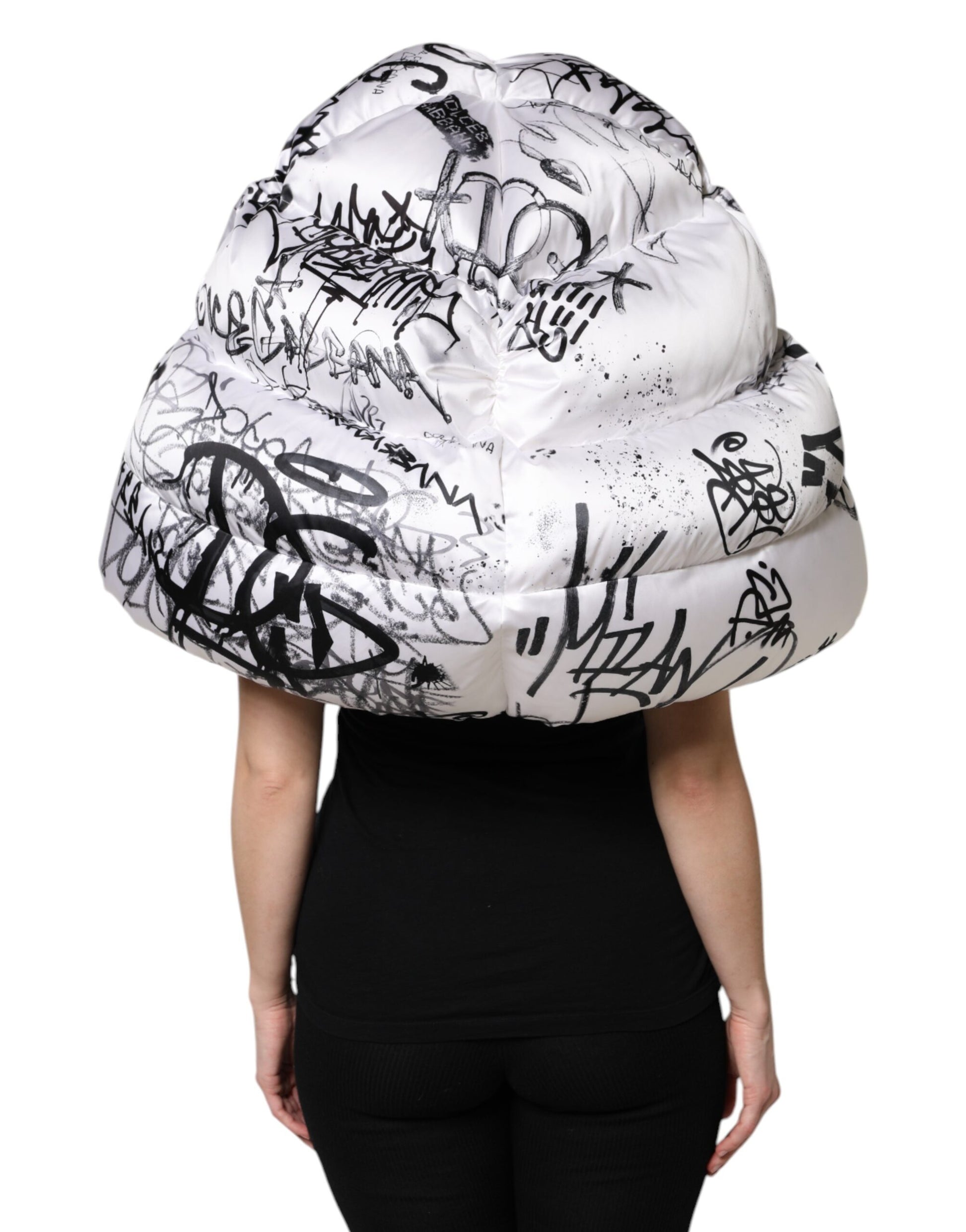 Dolce & Gabbana White Polyester Printed Hood Quilted Hat - ClickThatClicks 