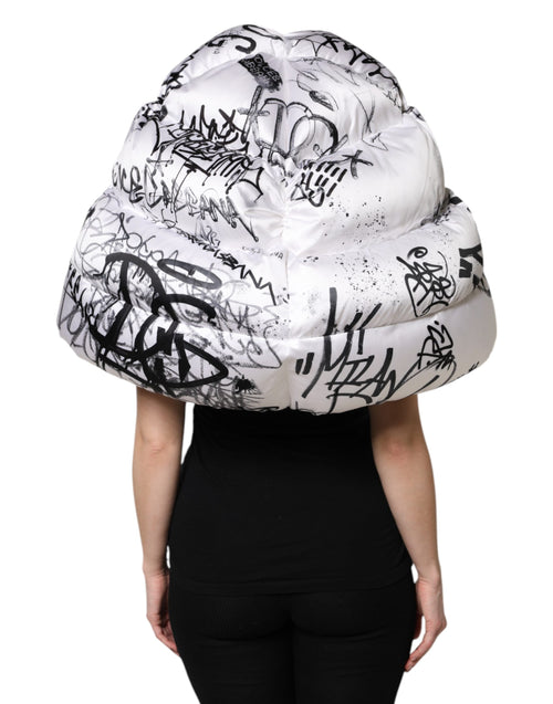 Dolce & Gabbana White Polyester Printed Hood Quilted Hat - ClickThatClicks 