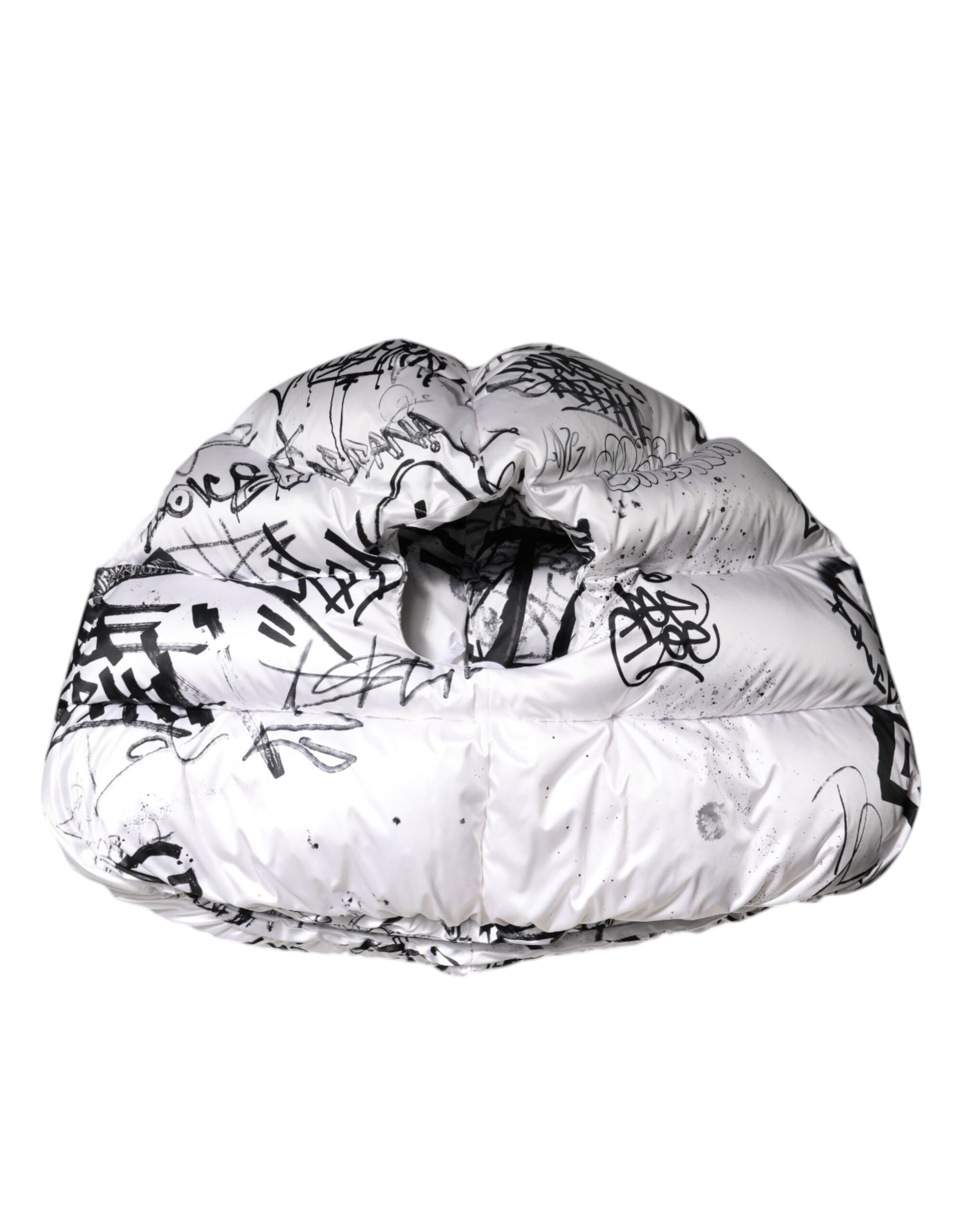 Dolce & Gabbana White Polyester Printed Hood Quilted Hat - ClickThatClicks 