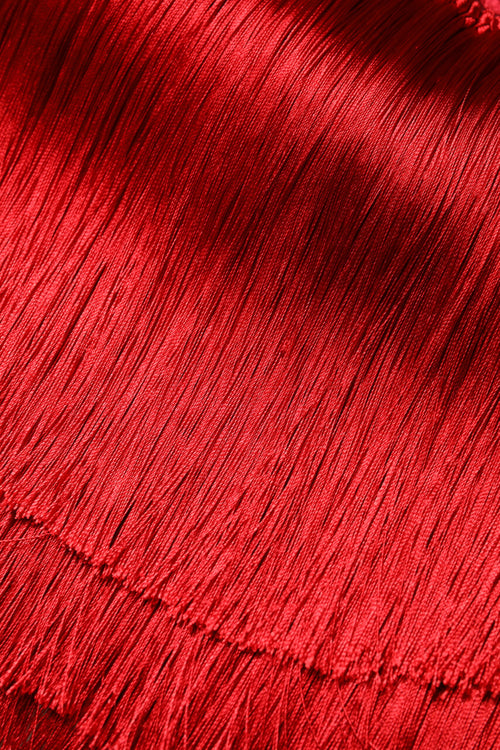 Dolce & Gabbana Red Silk Strapless Fringe Crop Tube Top - ClickThatClicks 