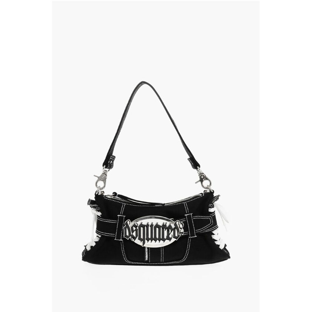 Dsquared² Canvas Hobo Bag with Logoed Buckle