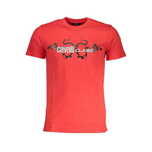 Cavalli Class Rosso Cotton Men T-Shirt - ClickThatClicks 