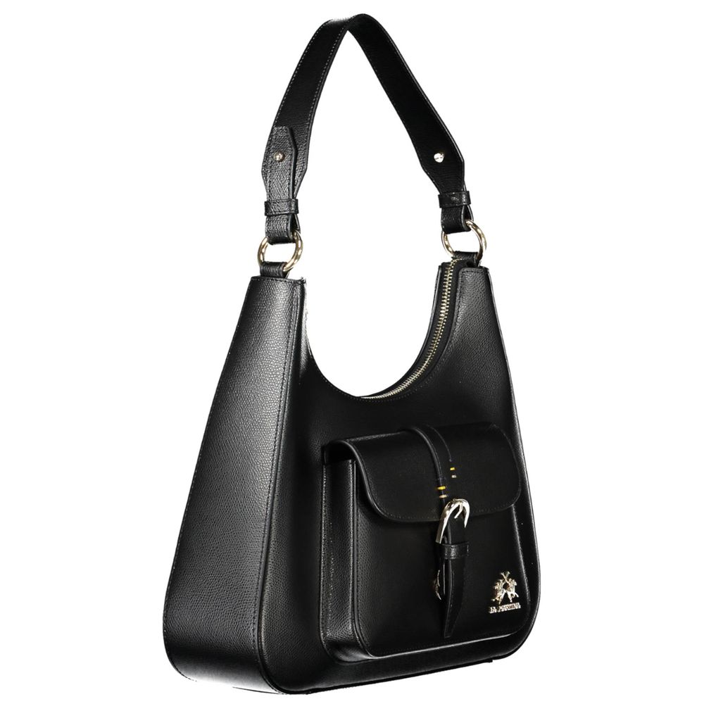 La Martina Black Leather Women's Shoulder Bag - ClickThatClicks 