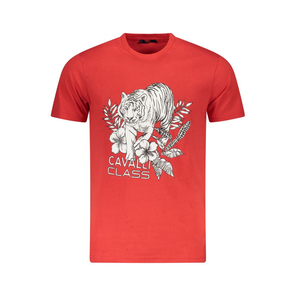 Cavalli Class Red Cotton Men T-Shirt - ClickThatClicks 