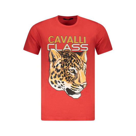 Cavalli Class Red Cotton Men T-Shirt - ClickThatClicks 