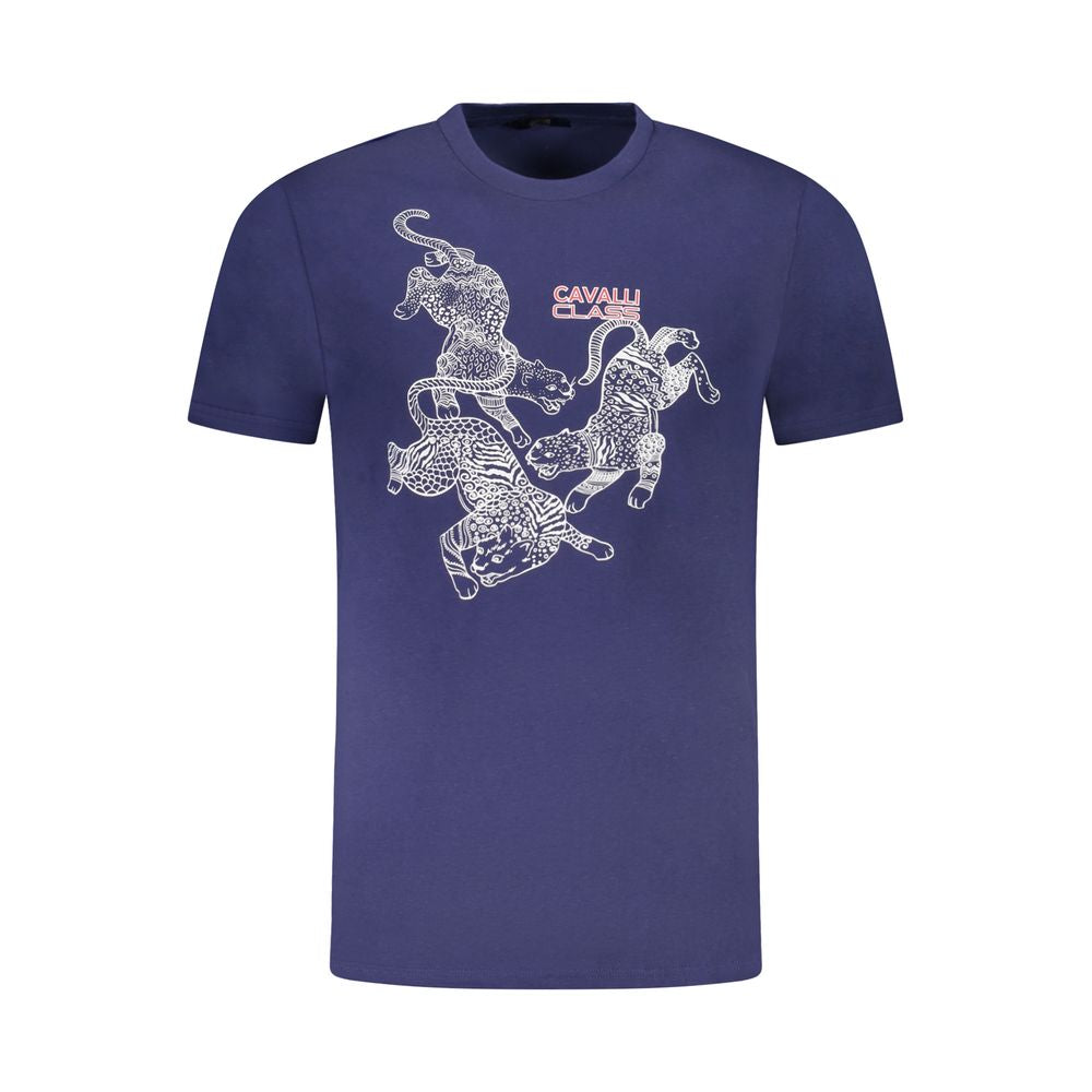 Cavalli Class Blu Cotton Men T-Shirt - ClickThatClicks 