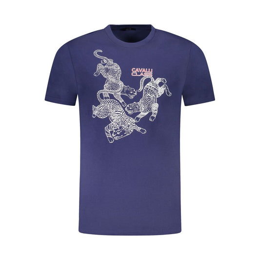 Cavalli Class Blu Cotton Men T-Shirt - ClickThatClicks 
