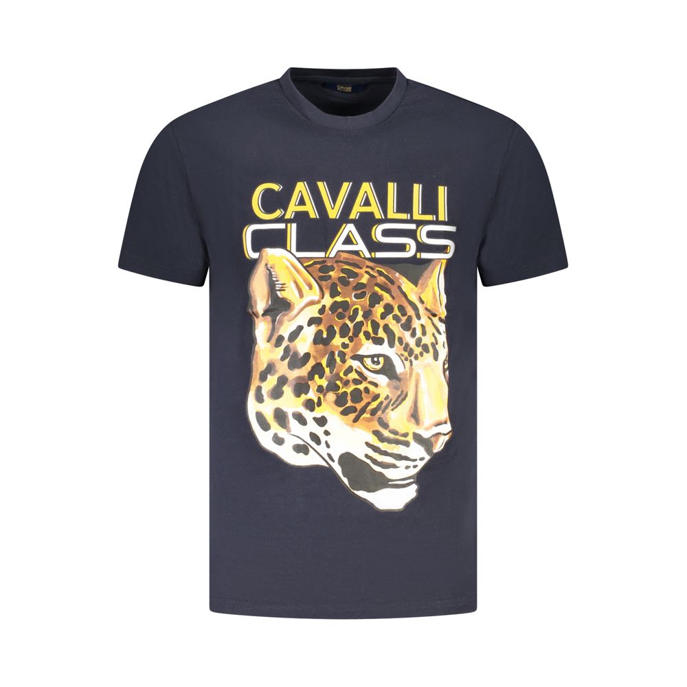 Cavalli Class Blu Cotton Men T-Shirt - ClickThatClicks 