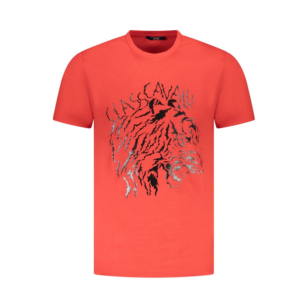 Cavalli Class Red Cotton Men T-Shirt - ClickThatClicks 
