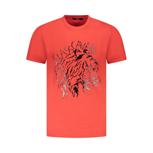 Cavalli Class Red Cotton Men T-Shirt - ClickThatClicks 