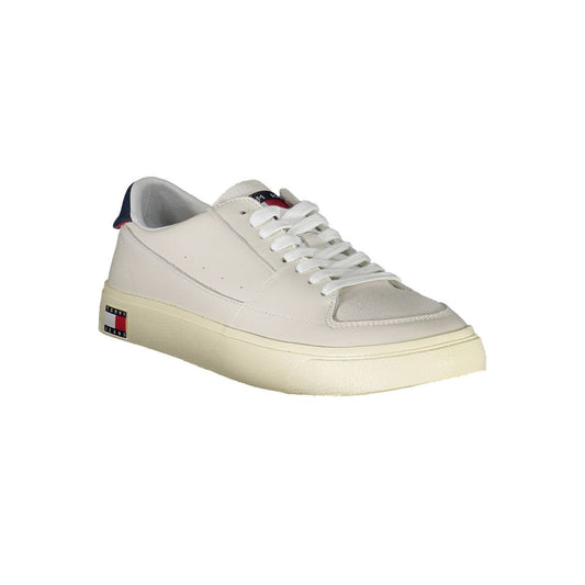 Tommy Hilfiger White Leather Men Sneaker - ClickThatClicks 