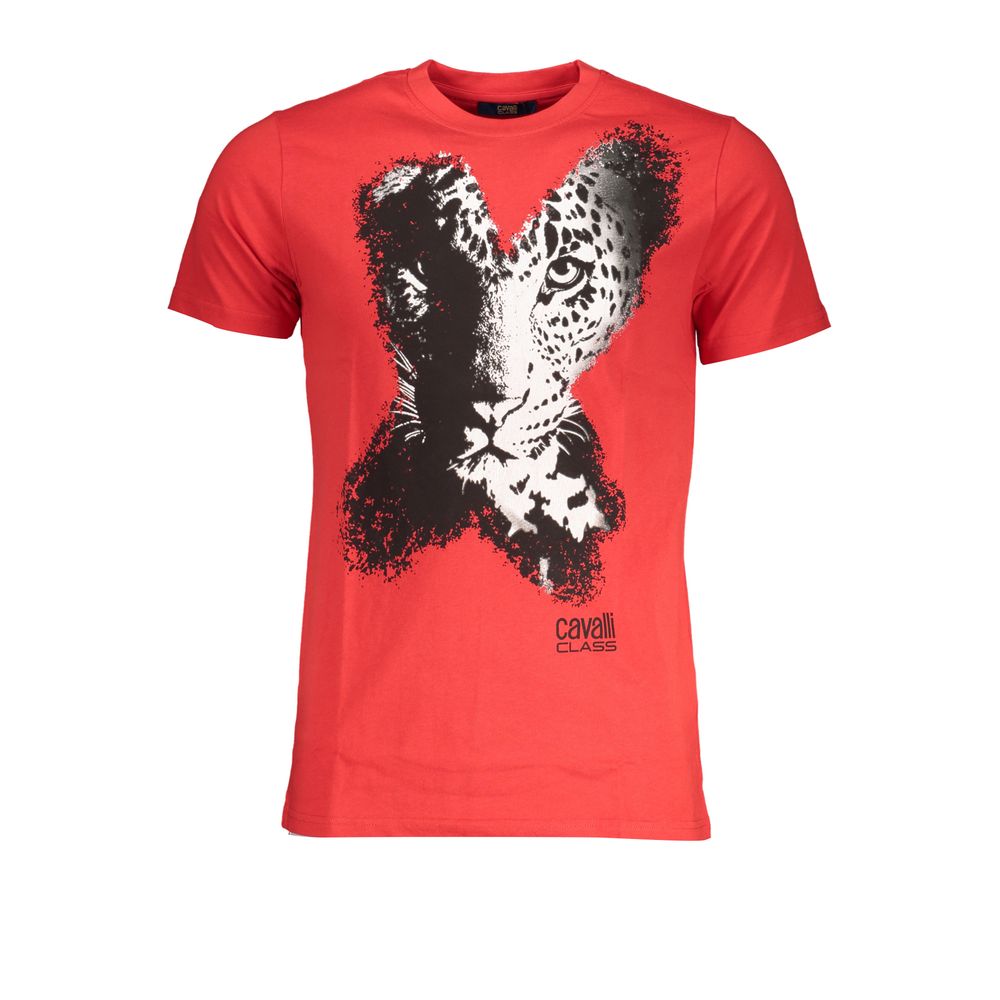 Cavalli Class Rosso Cotton Mens T-Shirt - ClickThatClicks 