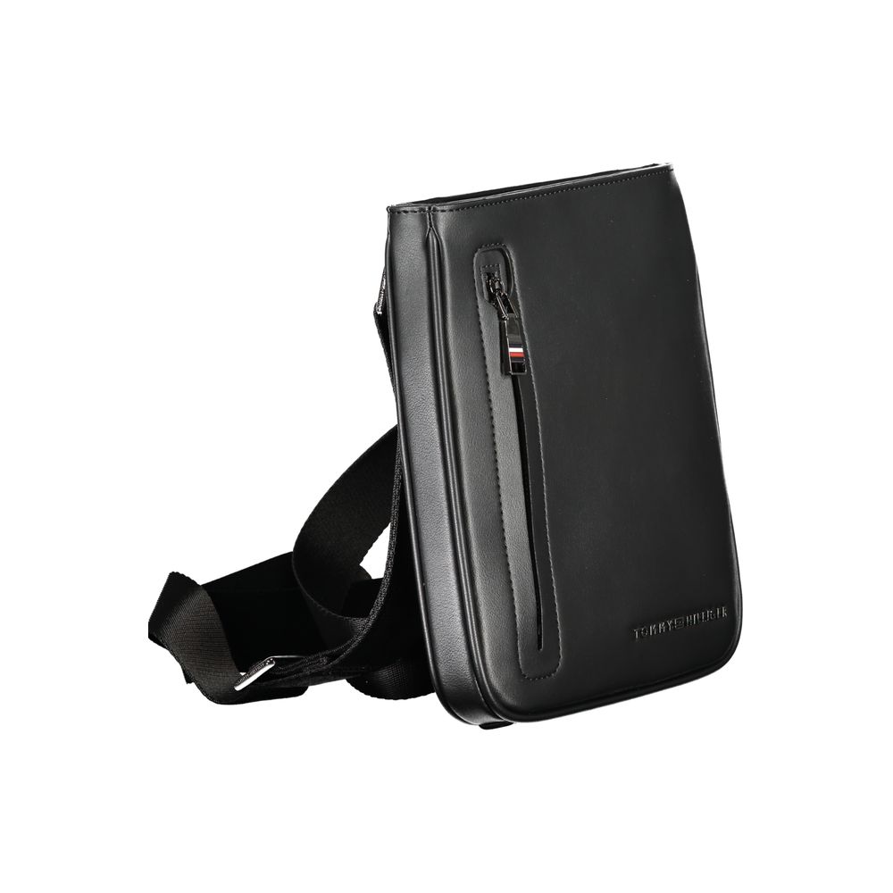 Tommy Hilfiger Black Polyurethane Men's Shoulder Bag - ClickThatClicks 