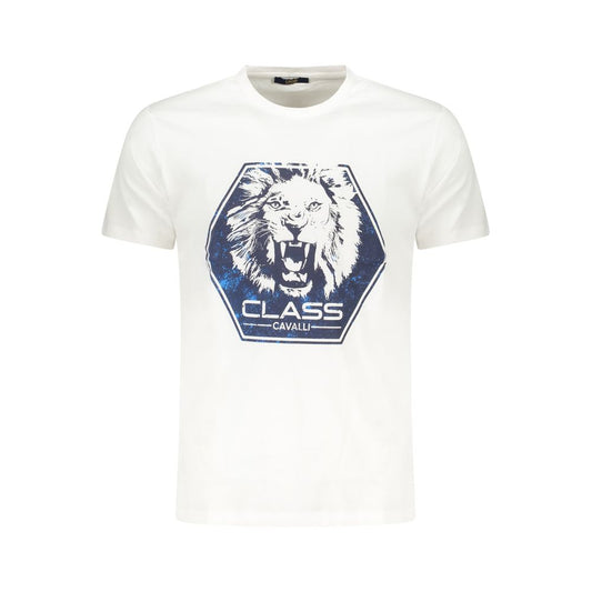 Cavalli Class Bianco Cotton Men T-Shirt - ClickThatClicks 